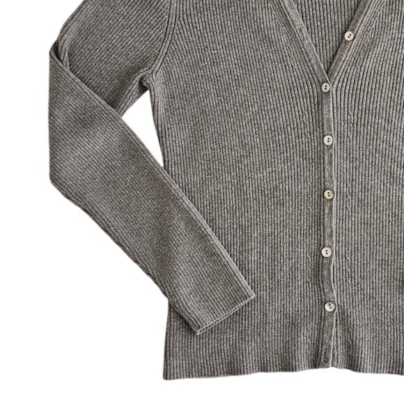 Petite Sophisticate Ribbed Cardigan & Top Set | EUC | SP | Gray - Picture 5 of 16
